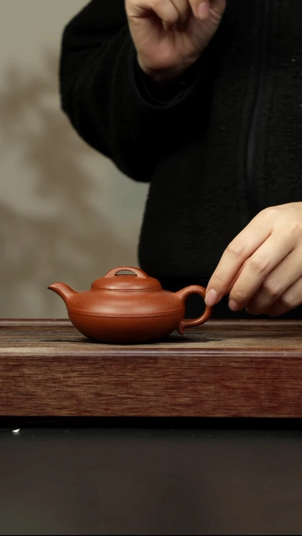 茶壶紫砂超矿标红降坡 线圆