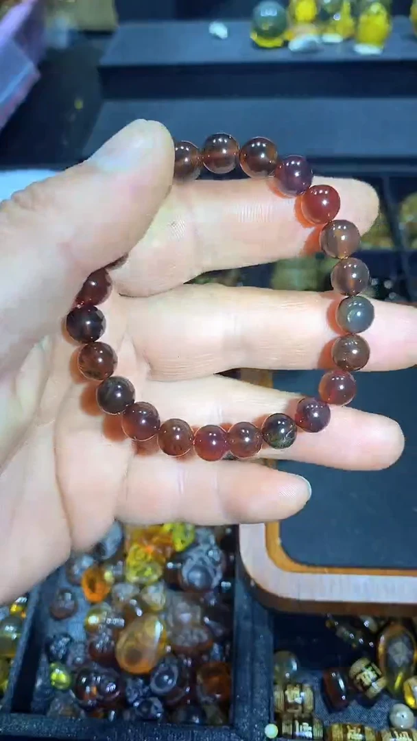 琥珀未镶嵌耳饰天然缅甸琥珀手串8+