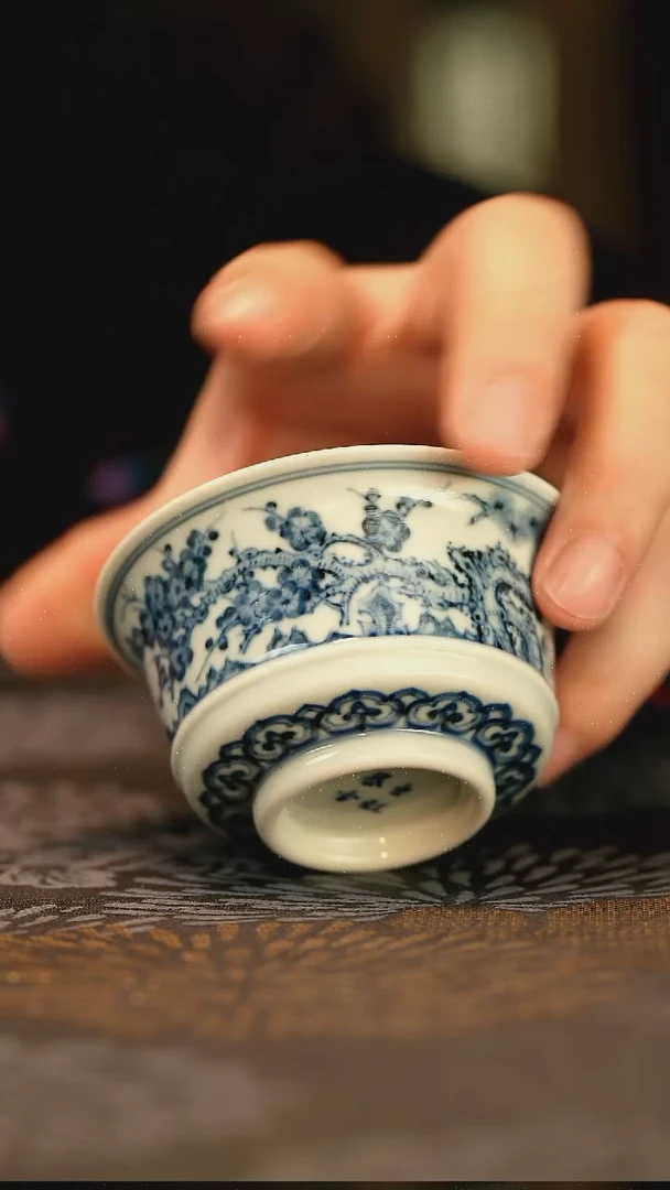 中式垂虹慕古松竹梅马蹄杯