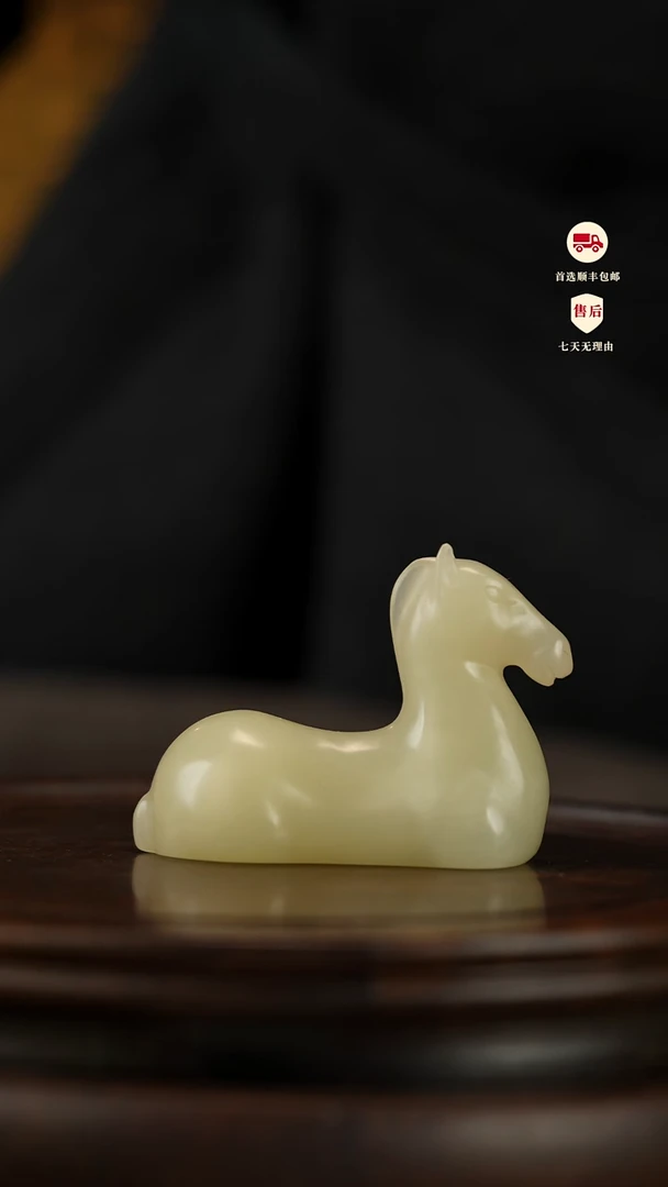 云南石竹叶青雕刻：千里马摆件镇尺手把件