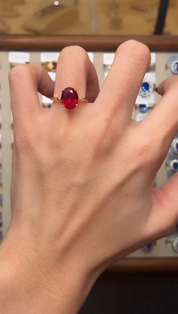 银S925镶嵌戒指红宝石0000