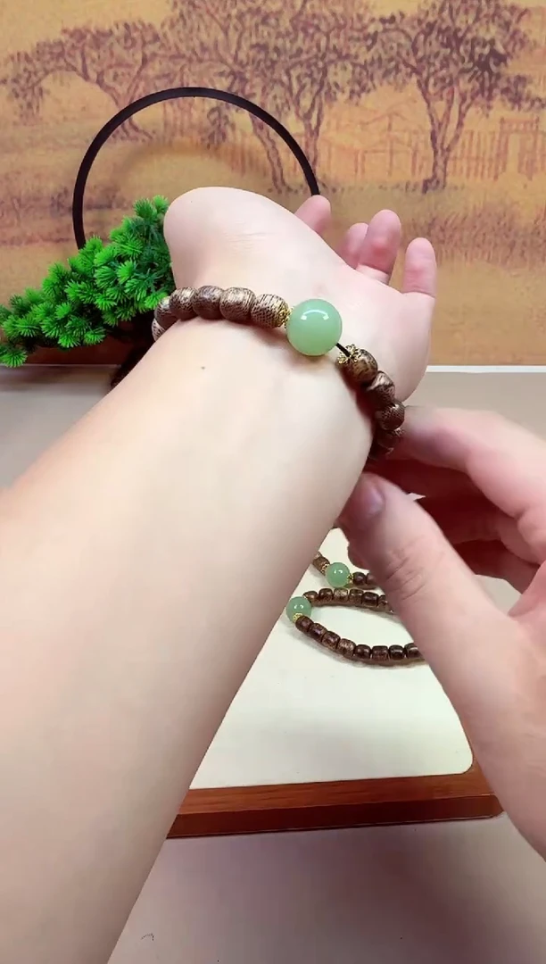 手链14K金镶嵌和田玉A166