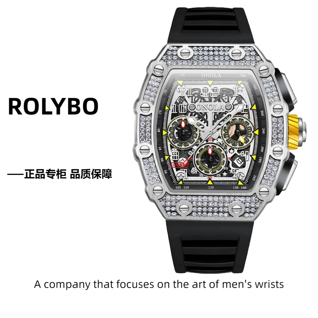 理查德酒桶形手表多功能六针机械男表炫酷潮流夜光防水男士手表