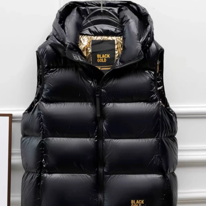2024年黑色鹅绒服新款马甲男女同款加厚冬季百搭01
