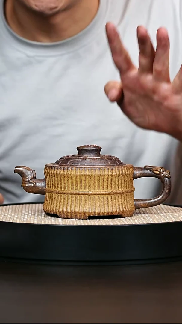茶壶紫砂黄金段柴烧一捆竹