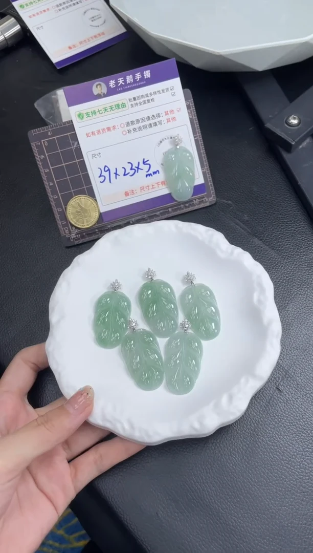 18K金镶嵌挂件翡翠叶子FL16配绳/多样性发其一ZBCP