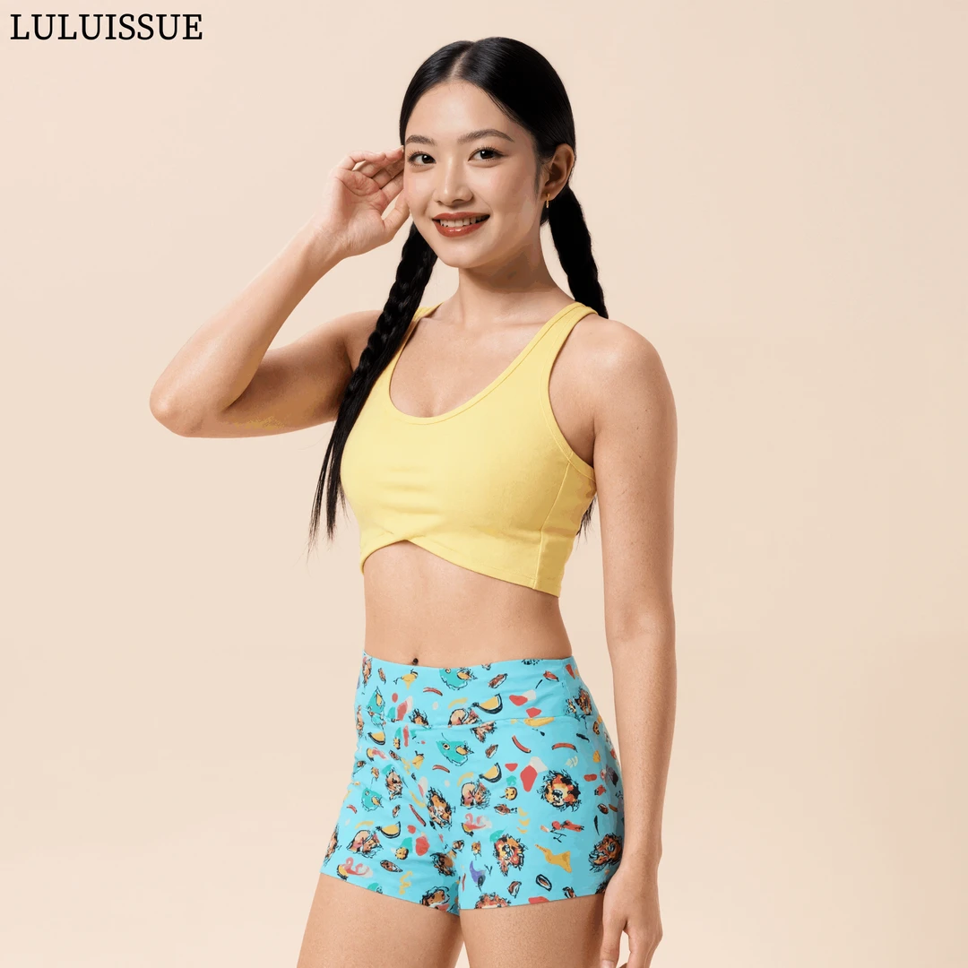 LULUISSUE|顽皮章鱼综合训练女短裤蓝色章鱼速干不卷边健身裤