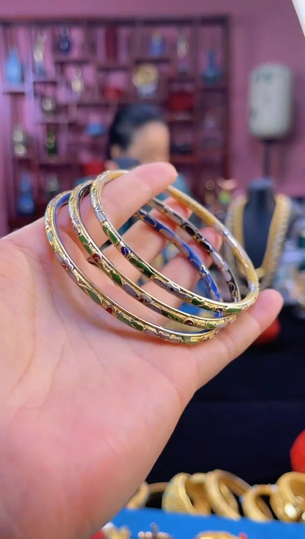 非遗 景泰蓝半金地手镯 56-64 三件套