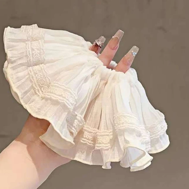 甜美法式蕾丝刺绣发圈褶皱高级感发圈简约盘发丸子头花苞状新款女