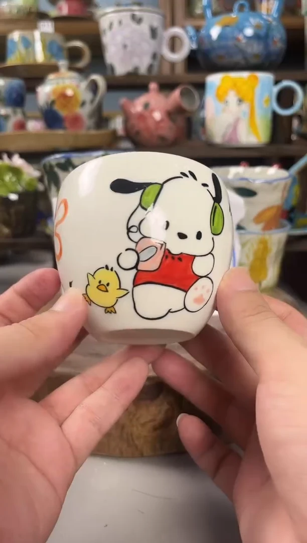 杯子手绘高温釉下陶瓷