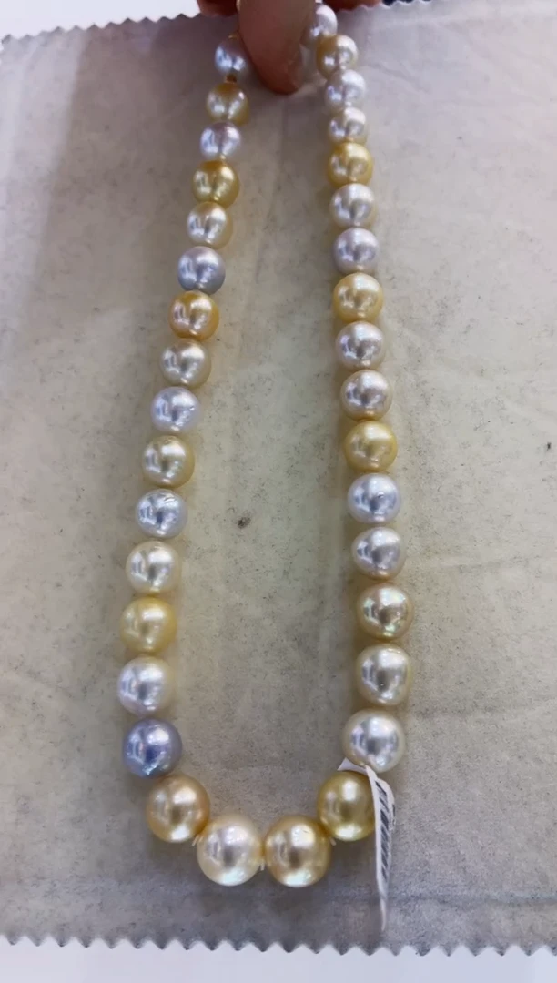 【闪购商品】海水珍珠颈饰银S925镶嵌白金混11-13mm
