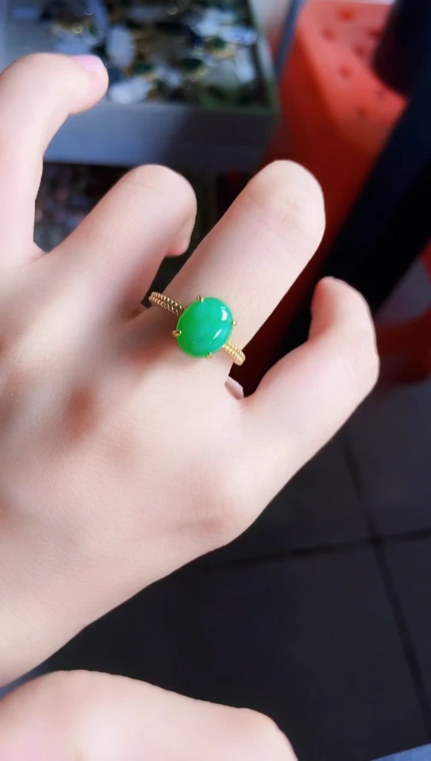 翡翠戒指银S925镶嵌41658