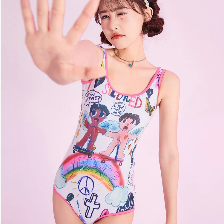 iuv【童话兄弟】连体三角运动高级可爱贴身无阻性感三角竞速泳衣女