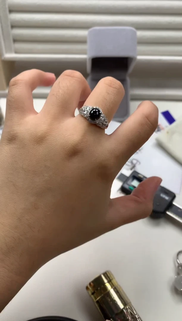 银S925镶嵌戒指翡翠5