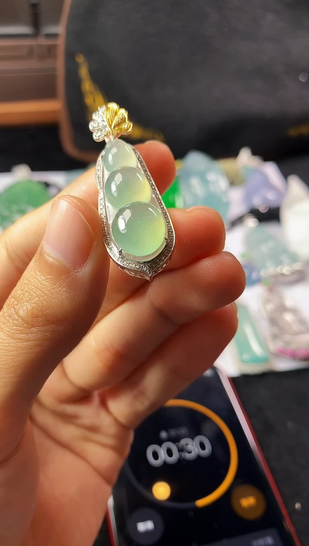 18K金镶嵌定制翡翠S****～4043毛货不退不换