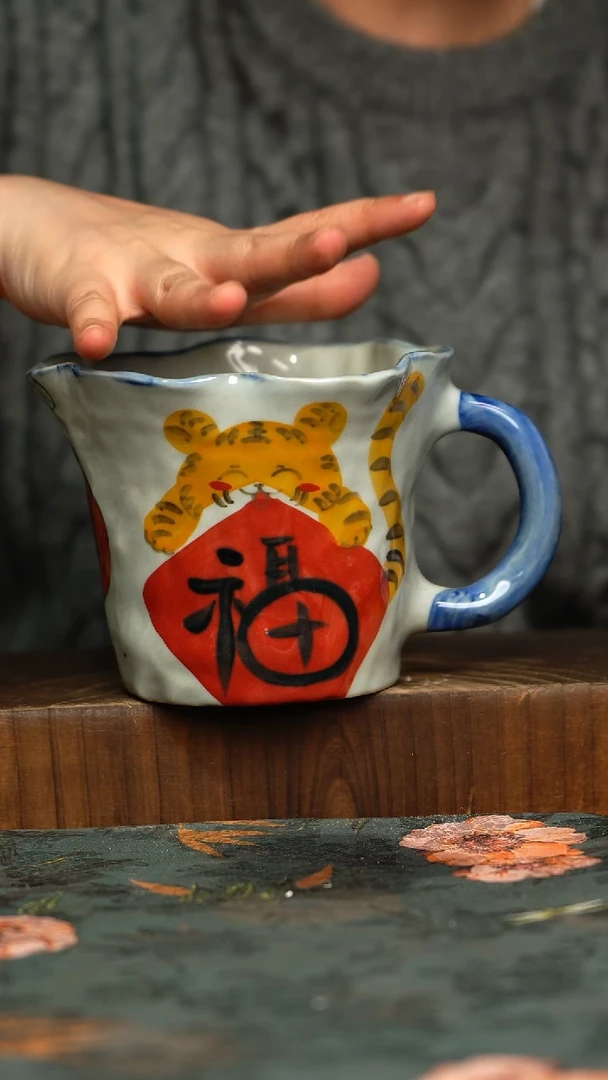 杯釉下彩手工手绘同款陶器