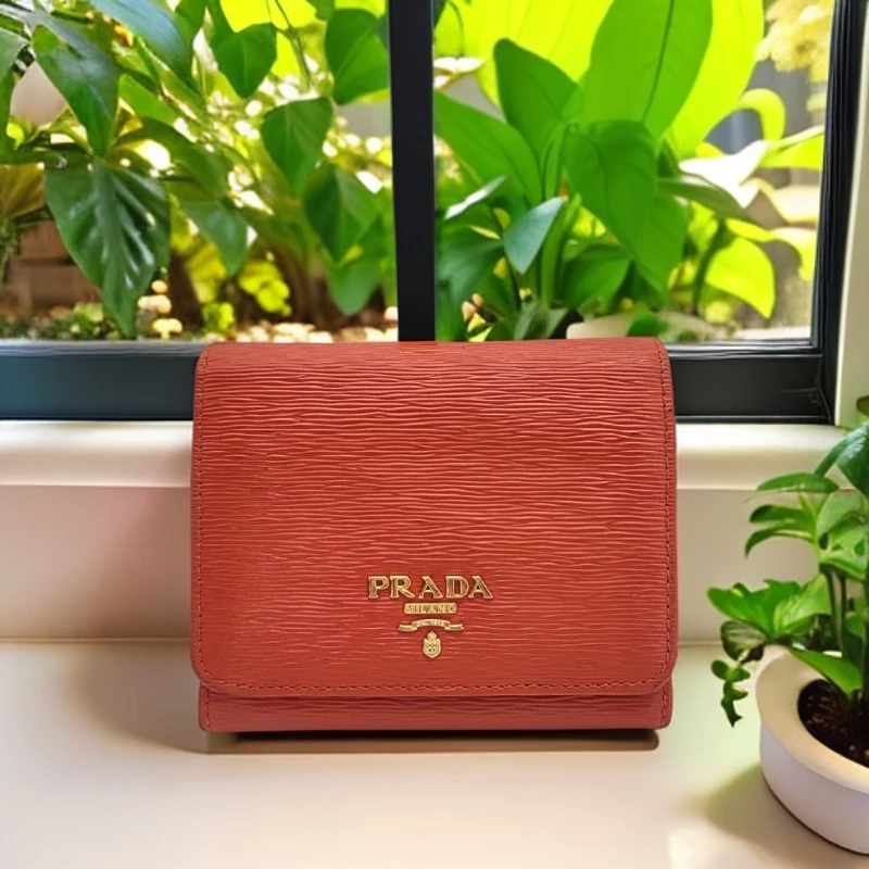 95新 Prada/普拉达  橙色钱包  1837 1704