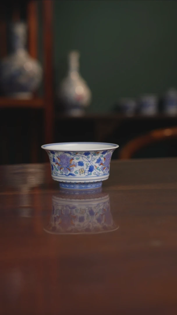 空山明月 青花斗彩