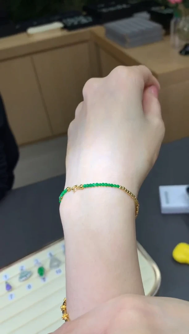 18K金镶嵌手链翡翠|不退不换