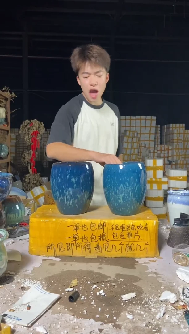 宜兴紫砂粗陶花盆15*20