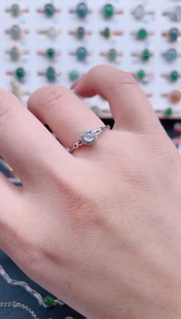 银S925镶嵌戒指翡翠天然翡翠