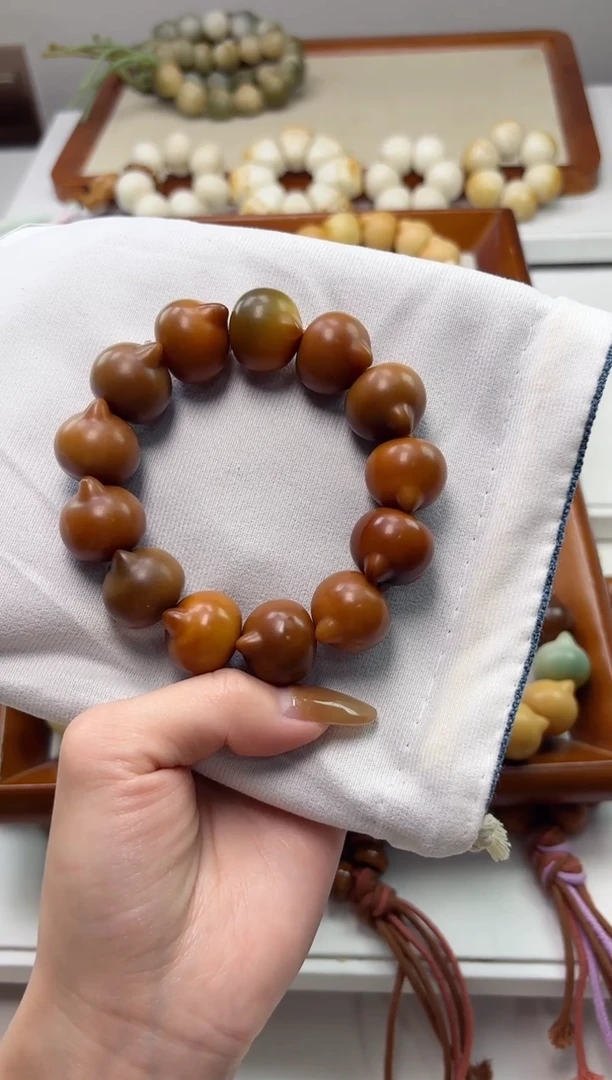 手串菩提根/象牙果毛*①沐i67干磨猫猫头21mm手串瑕疵不补