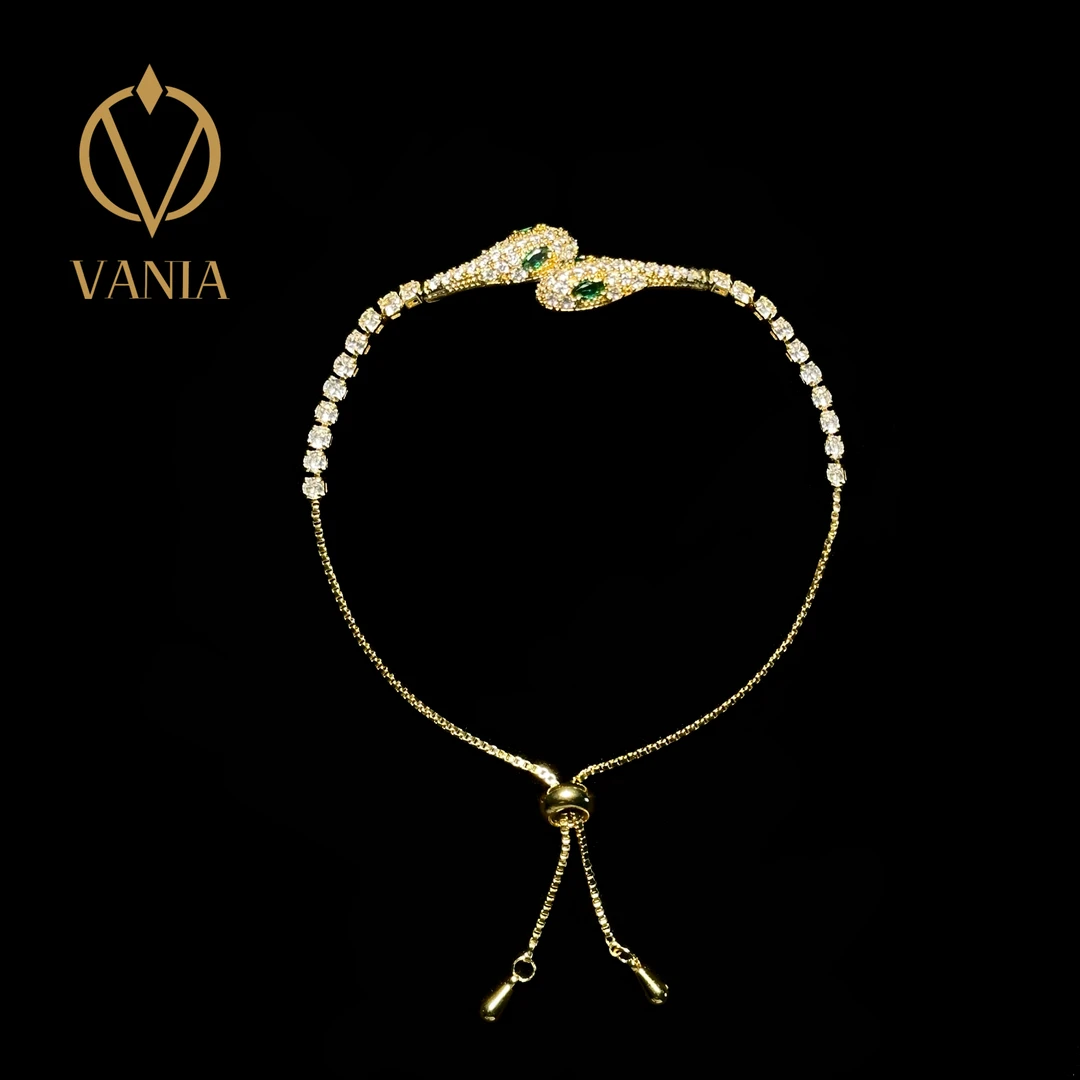 合金手链 VANIA/樊尼娅高定满钻手链 金色蛇年限定款可调节