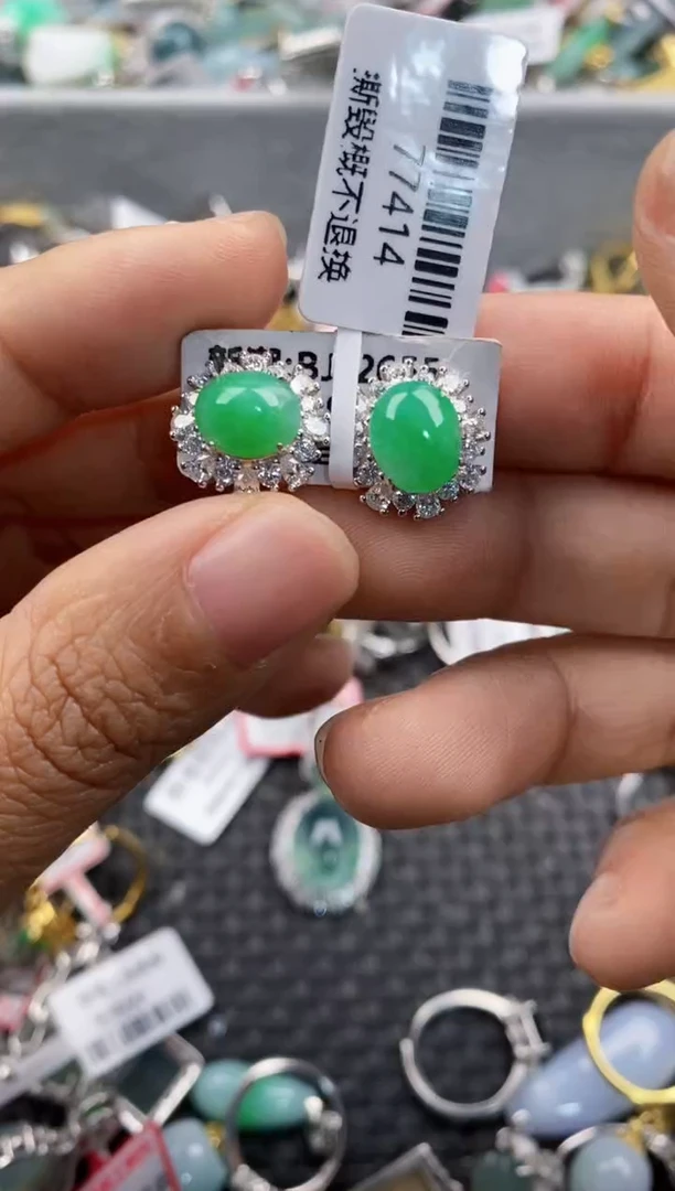 银S925镶嵌戒指翡翠111   6