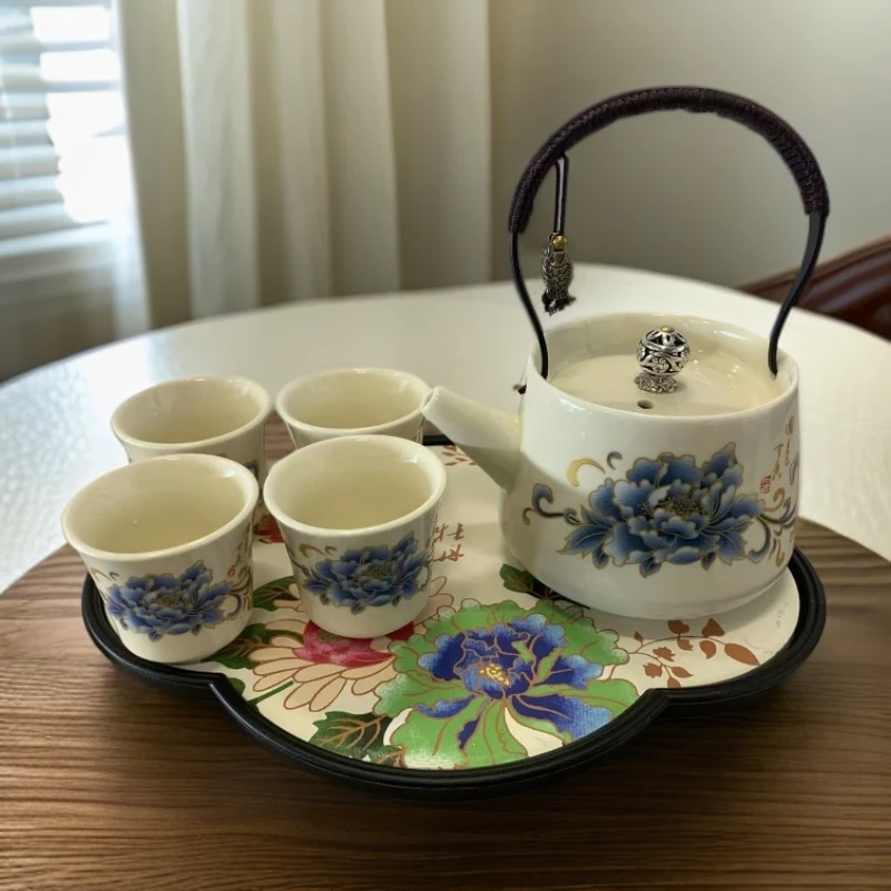 怡山堂茶杯茶具掐丝提梁壶1371手工手工高档高档复古家用中式手绘