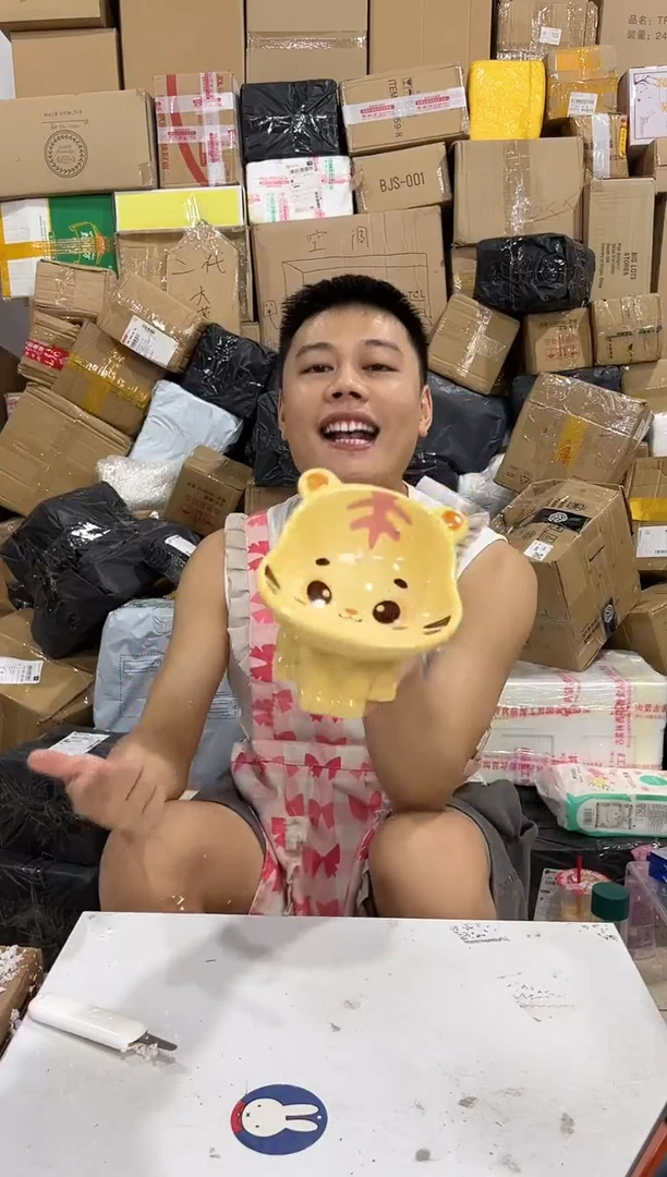 瓷片老虎猫碗 陶瓷