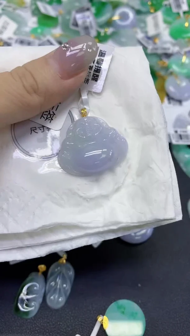 颈饰18K金镶嵌翡翠天然缅甸翡翠A货百元以上9元证书费自理