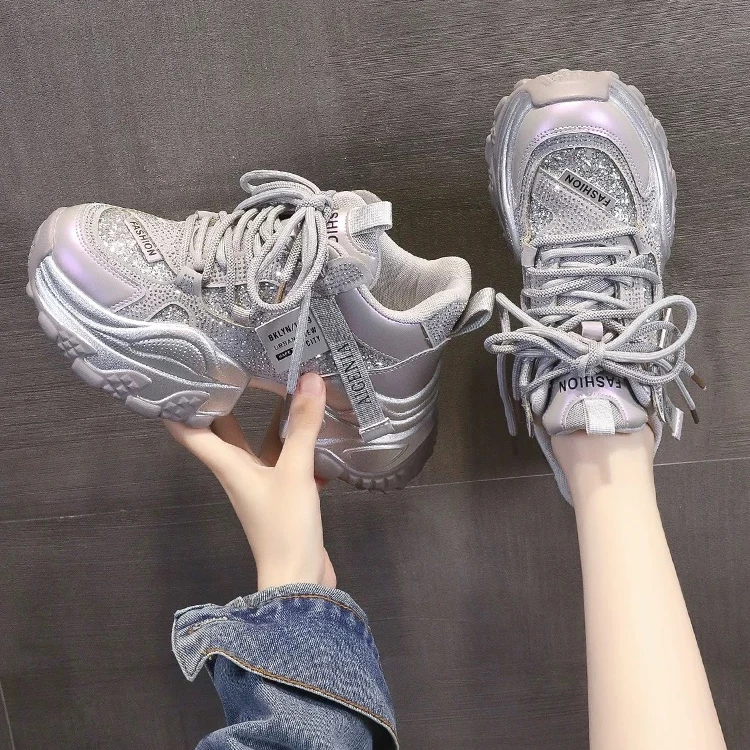 【高帮-现货】增高老爹鞋女2025秋季新款鞋子百搭厚底休闲运动鞋