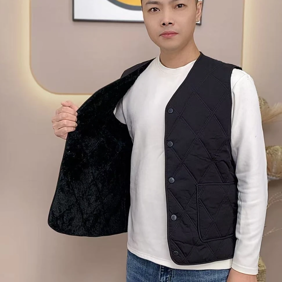 新款秋冬加绒男款棉马甲外穿背心坎肩百搭男士内穿贴身保暖马夹
