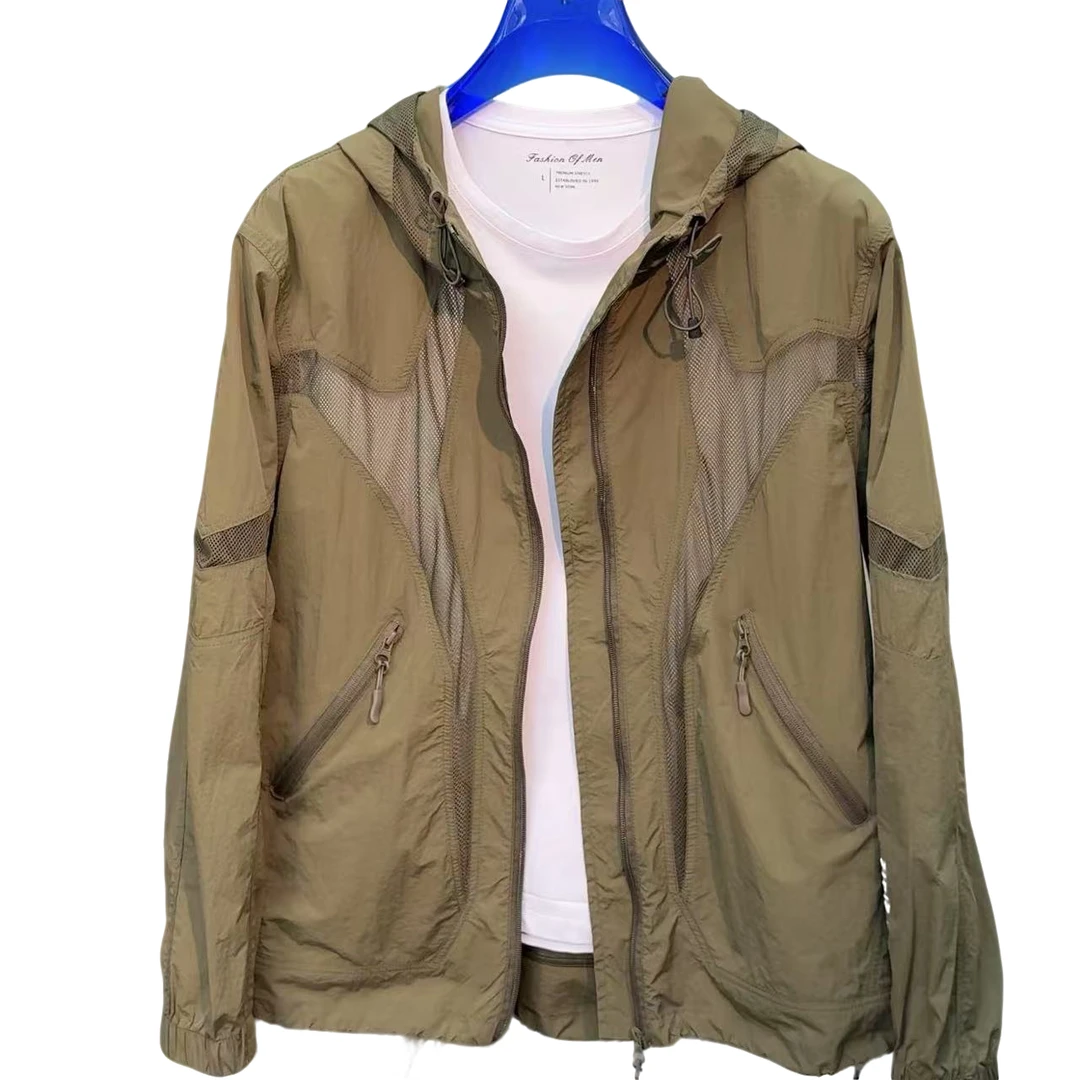 春夏款薄款无衬防晒连帽夹克青年潮牌男士上衣休闲潮流潮男外套