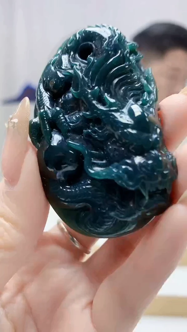未镶嵌定制翡翠4917DD-毛货挂件龙牌113