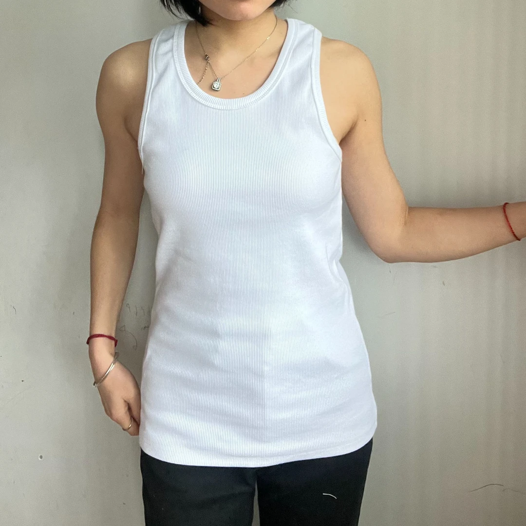 2025夏季新款男女螺纹纯棉背心重磅修身运动吸汗时尚百搭