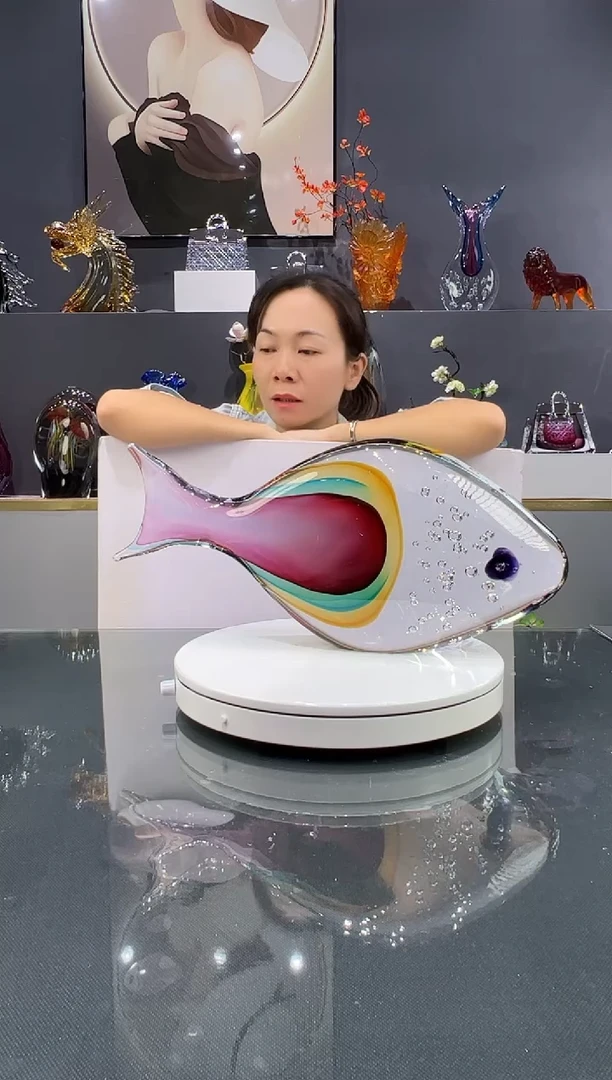 琉璃彩色鱼摆件1个