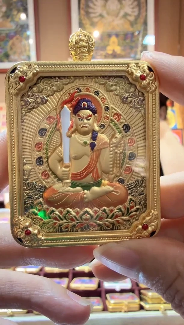 吊坠纯铜卡不动-纯手绘唐卡