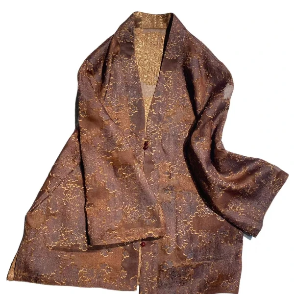 【手工莨纱剪花】38姆米古法剪花烧香云纱休闲百搭气质西装外套