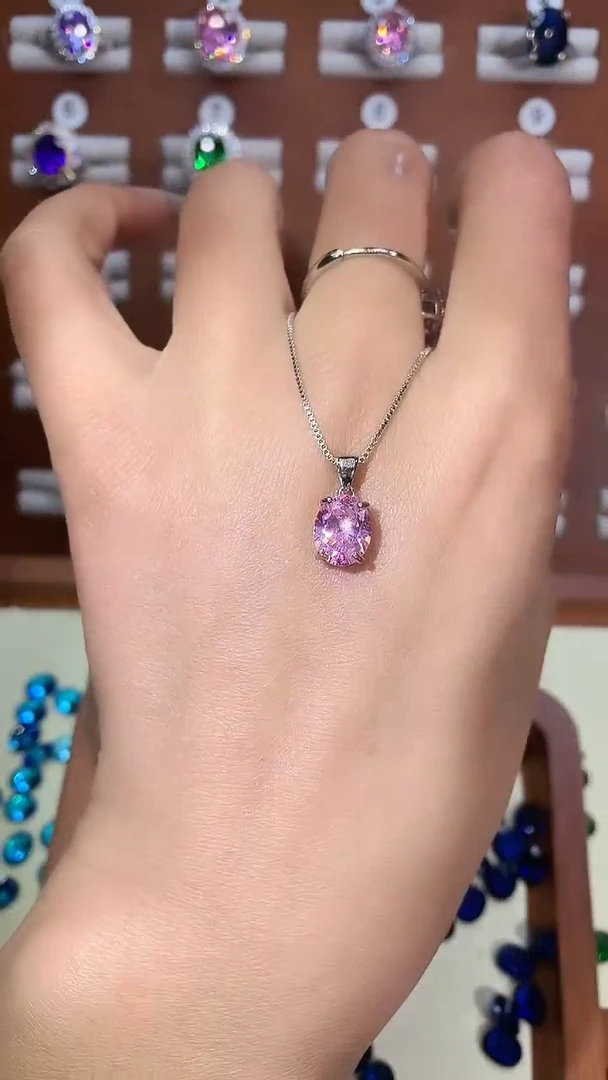 颈饰银S925镶嵌碧玺810白