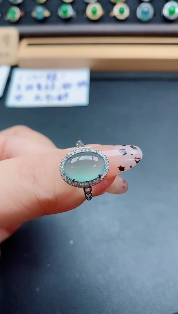 银S925镶嵌戒指翡翠1