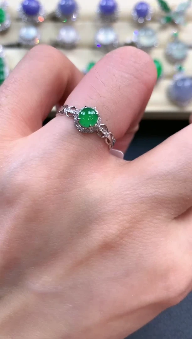 【闪购商品】翡翠戒指18K金镶嵌b9