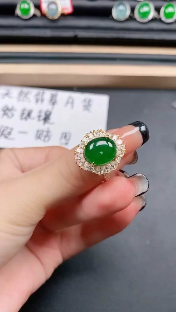 翡翠戒指银S925镶嵌11111