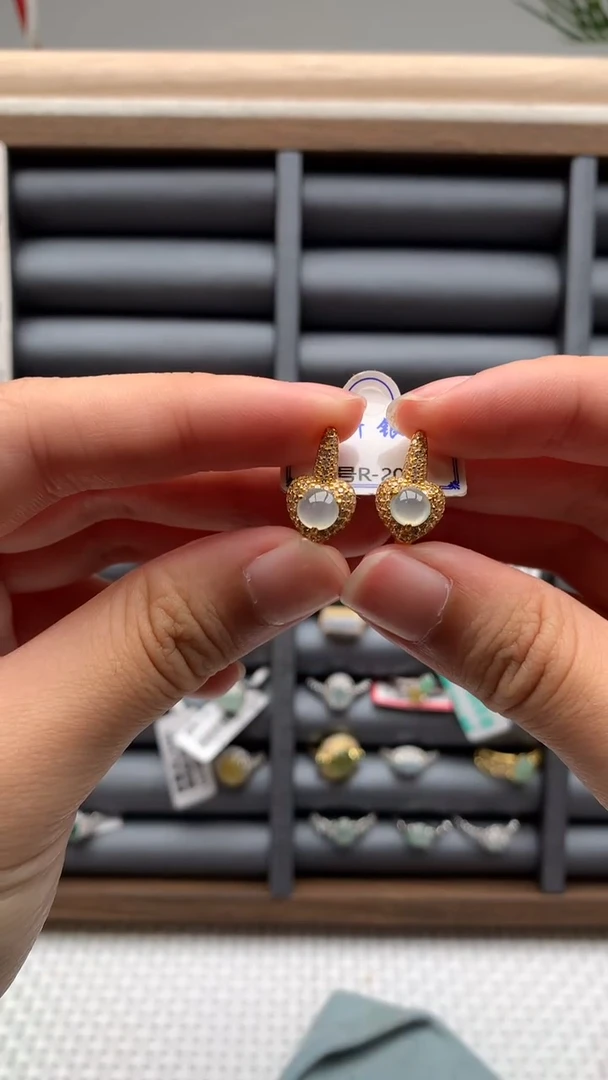 银S925镶嵌戒指翡翠耳饰18