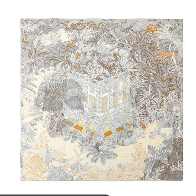 奢凌羊【福宝森林】110*110桑蚕丝绵羊毛围巾披肩