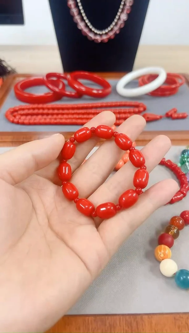 01号红色枣珠手串卡13