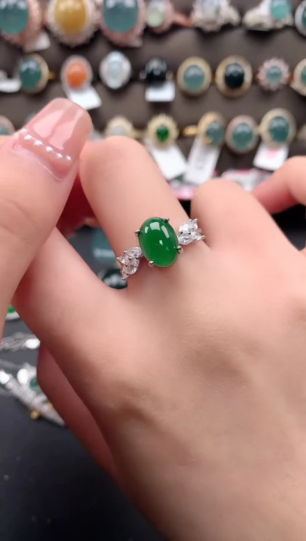 【闪购商品】翡翠戒指银S925镶嵌52141