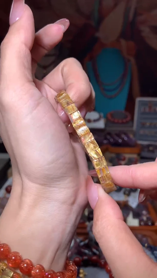 未镶嵌珠宝半成品水晶钛板晶手牌，多样性发其一7mm+