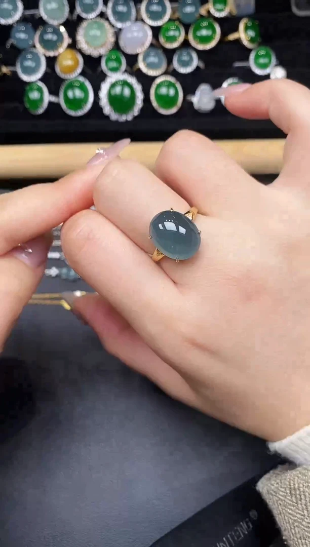 银S925镶嵌戒指翡翠78378