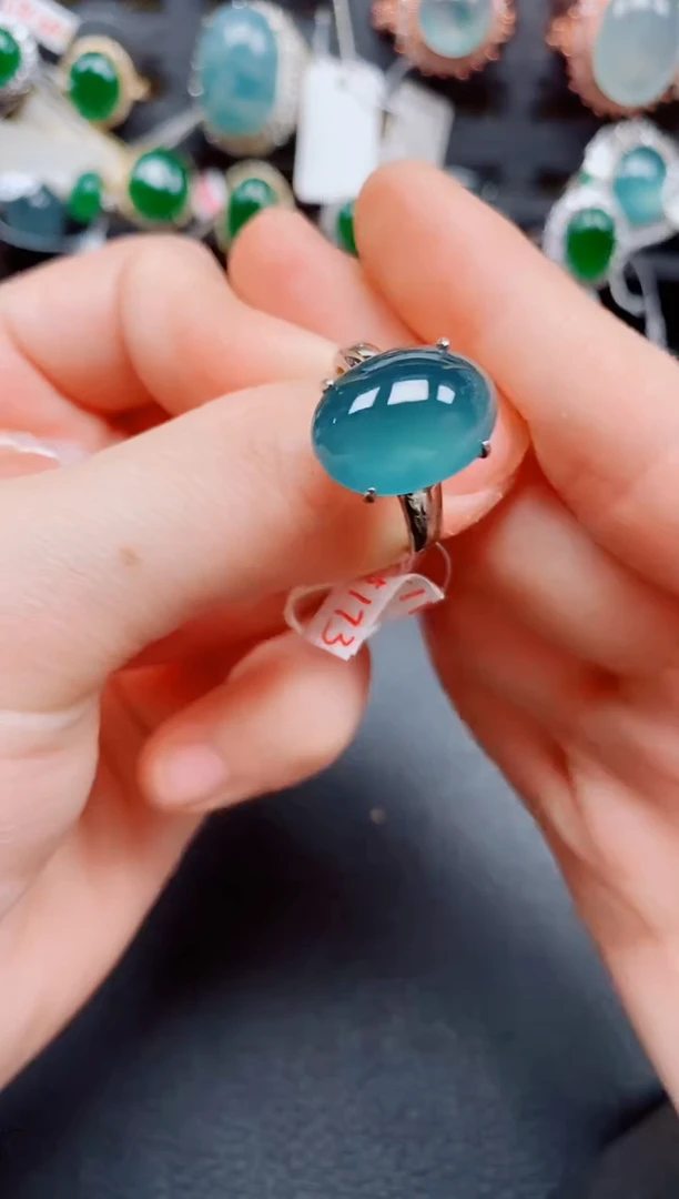 银S925镶嵌戒指翡翠翡翠